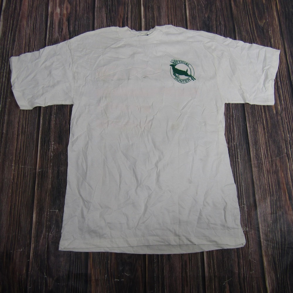Official Hunting License Shirt Mens Large White Deer Hunter Funny Graphic